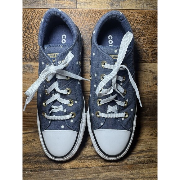 Converse Women’s Chuck Taylor All Star Low Polka Dot Denim‎ Sneakers Size 6 - Picture 1 of 10
